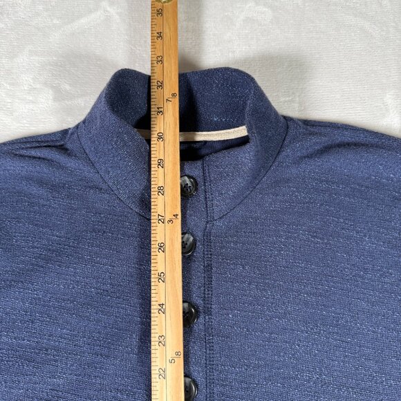 Marine Layer Sweater Men Size L Blue Long Sleeve Pullover Mock Neck 1/3 Button - Picture 4 of 9